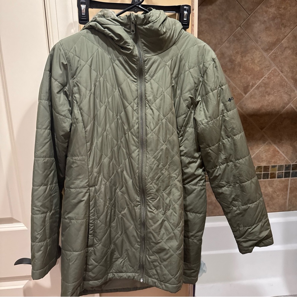 Columbia Green Quilted Hooded Jacket